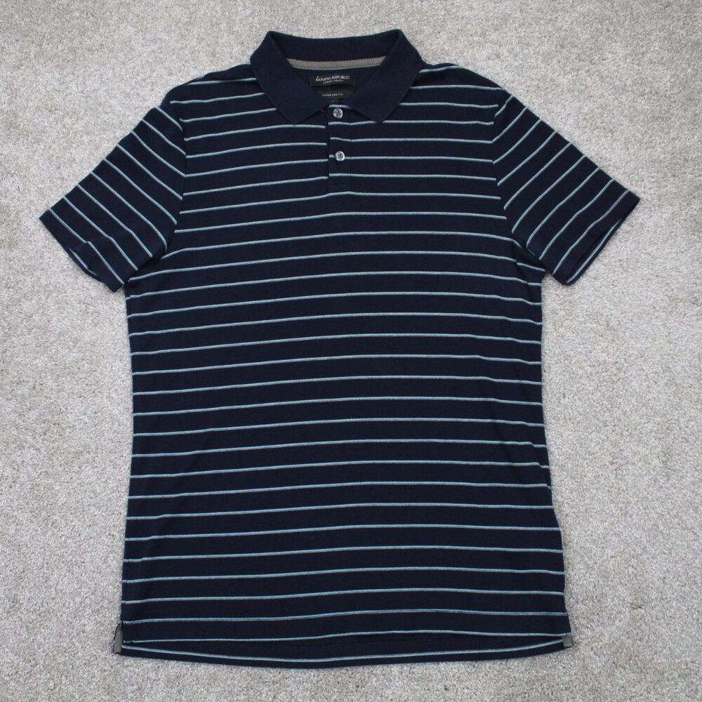 Banana Republic Polo Shirt Mens Medium Blue Luxury Touch Standard Fit‎ S/S